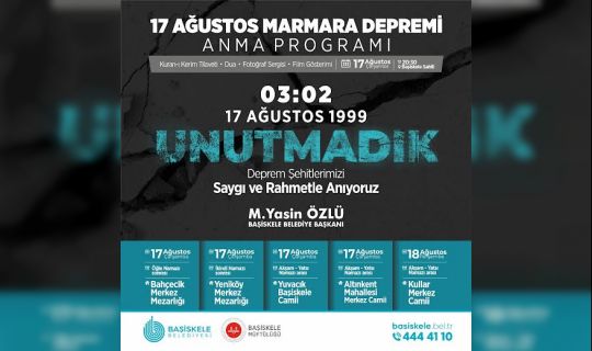 Başiskele’de Deprem Şehitlerimiz Bu Yıl da Anılacak