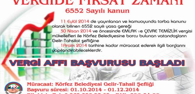 Körfez Belediyesi’nde Vergi Affı Başvuruları Başladı
