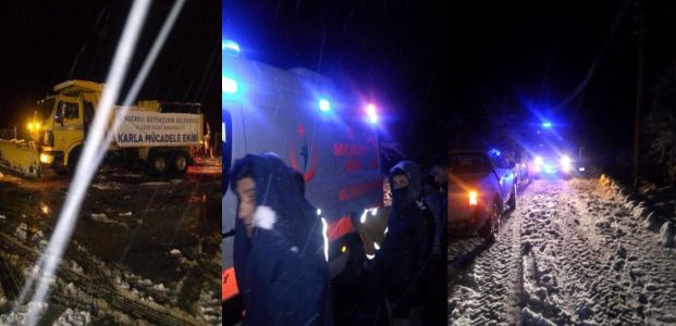 Yolda kalan ambulansı Büyükşehir ekipleri kurtardı