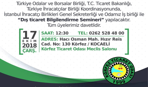 Körfez Ticaret Odası’nda Yılın En Kapsamlı Dış Ticaret Semineri Yapılacak