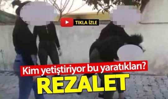 Sokak ortasında kavga eden kız öğrencilerin rezaleti