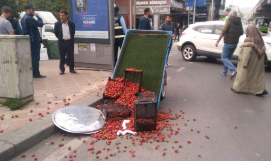 Malları kendi döktü, zabıtayı suçladı