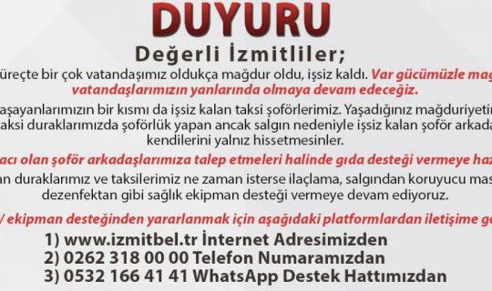 İşsiz kalan şoför arkadaşlarımız kendilerini yalnız hissetmesin” Başkan Hürriyet’ten taksicilere destek