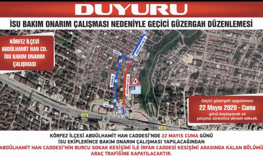 Körfez ilçesinde geçici güzergah uygulaması