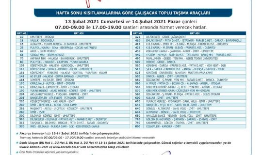 Büyükşehir hafta sonu 55 hatta hizmet verecek