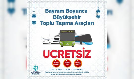 Bayramda ulaşım 3 gün boyunca ücretsiz