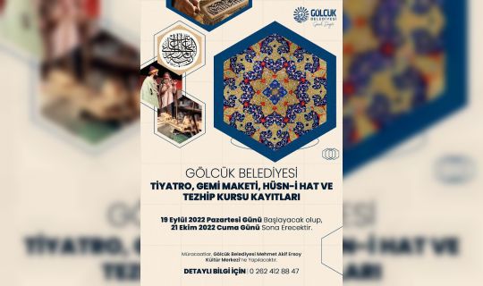 GÖLCÜK BELEDİYESİ ÜCRETSİZ SANAT KURSLARI KAYITLARI BAŞLIYOR GÖLCÜK BELEDİYESİ ÜCRETSİZ SANAT KURSLARI KAYITLARI BAŞLIYOR
