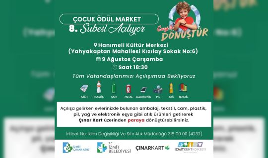 Çocuk Ödül Market’in 8’inci şubesi,  Yahya Kaptan Mahallesi’nde açılıyor