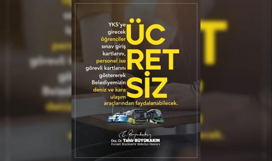 Kocaeli Büyükşehir’den, YKS için ücretsiz ulaşım