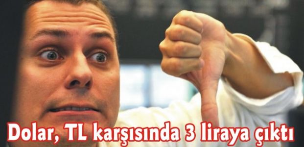 Dolar, TL karşısında 3 liraya çıktı