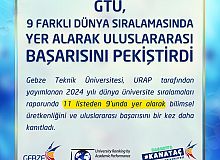 GTÜ 11 farklı dünya üniversitesi sıralamasında 9. sırada yer aldı