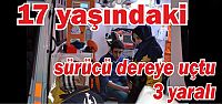 17 yaşındaki sürücü dereye uçtu: 3 yaralı