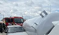 BOŞ GAZ TANKERİ, YOLA DEVRİLDİ!